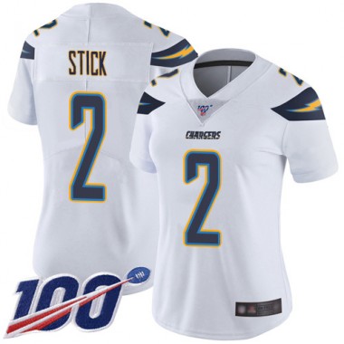 Los Angeles Chargers NFL Football Easton Stick White Jersey Women Limited #2 Road 100th Season Vapor Untouchable->los angeles chargers->NFL Jersey
